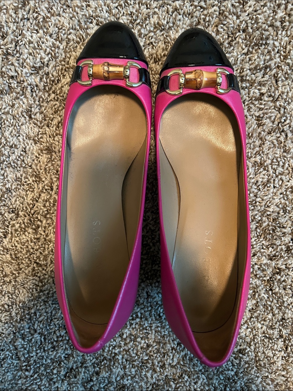 Talbots Pink and Black Pumps with Gold Accent